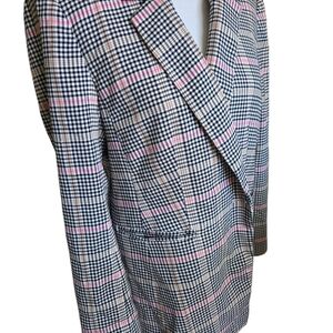LOFT Women's Glen Plaid Blazer in Black, White & Pink